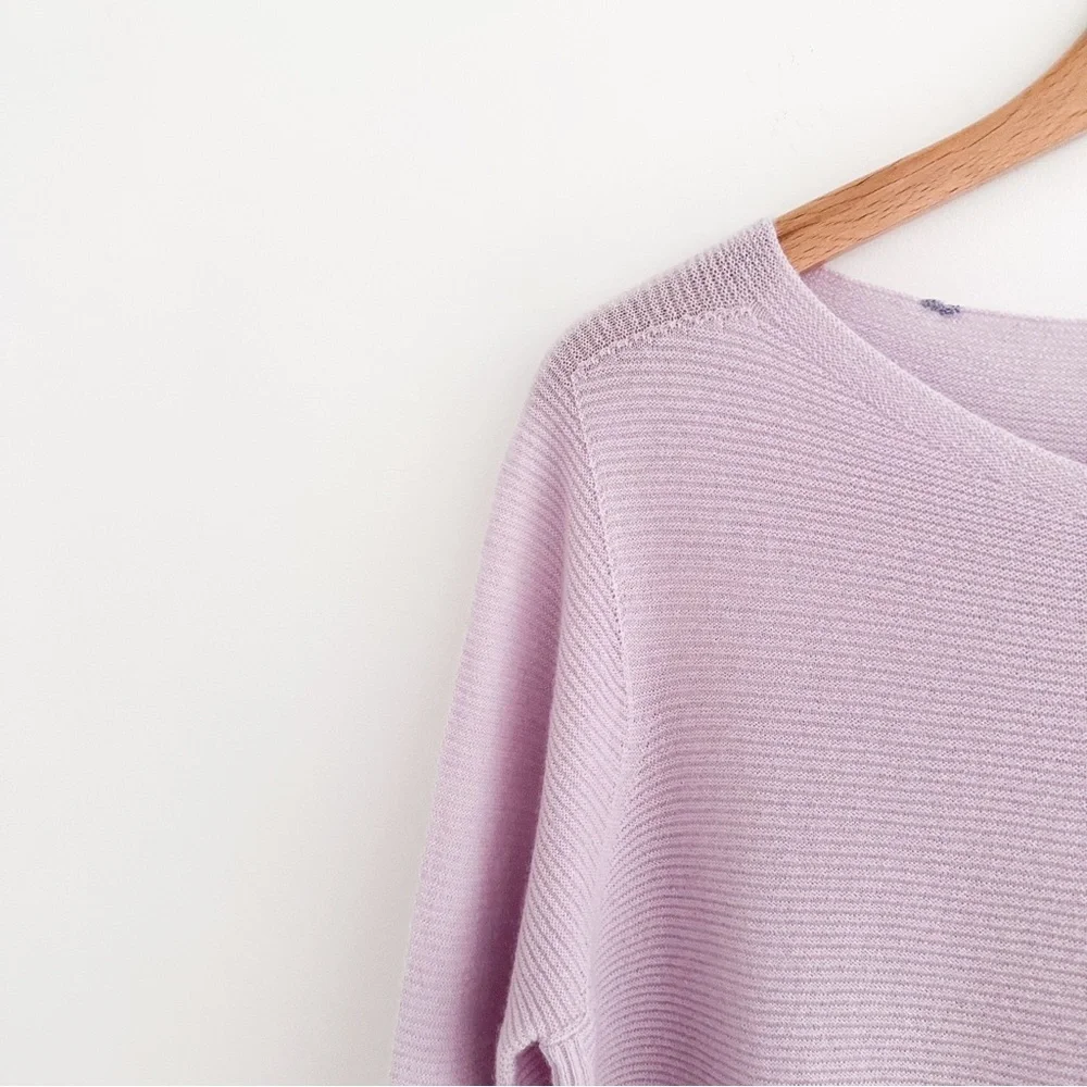 Eileen Fisher Silk Cashmere Sweater Italian Knit Lavender Oversized Boatneck XXS
